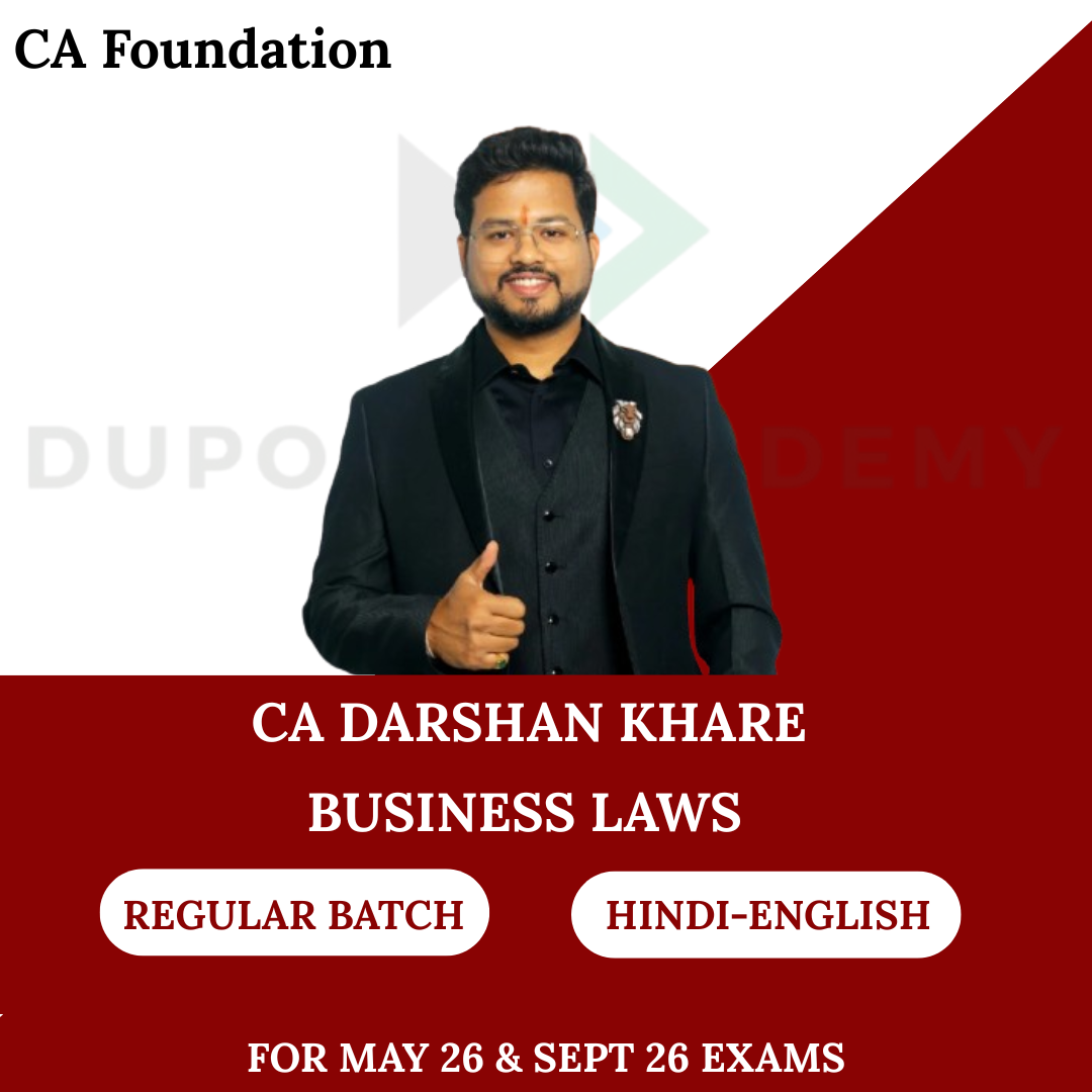 CA Foundation Business Laws Regular Batch for May 26 & Sept 26 Exams By CA Darshan Khare